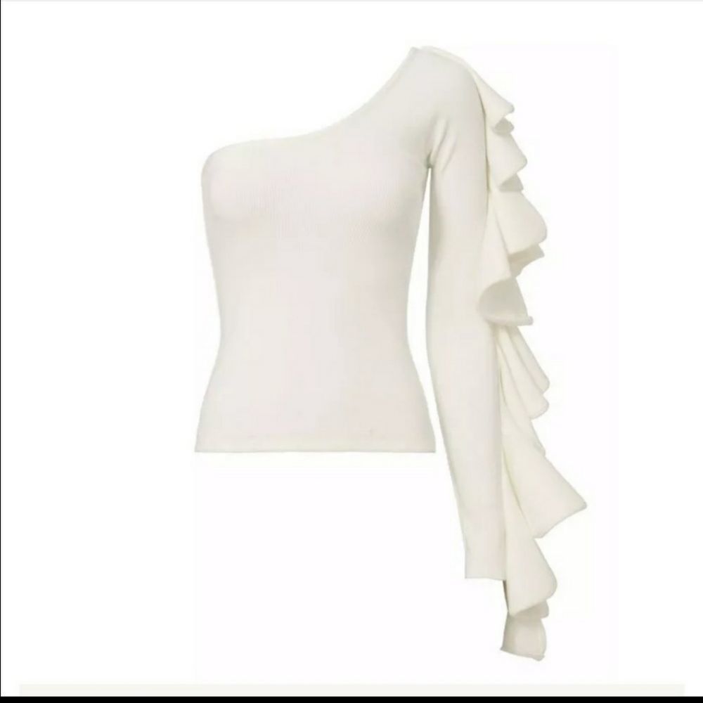 Beaufille Electra One Shoulder Ruffled Ribbed Top - Picture 2 of 8